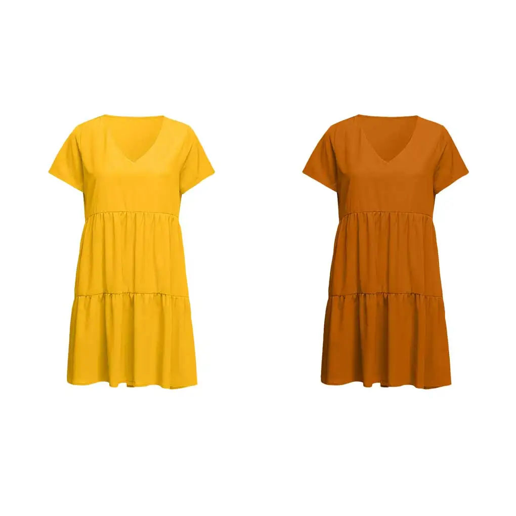 

Women V Neck Dress Summer Beach Dresses Casual Knee Length Office Work