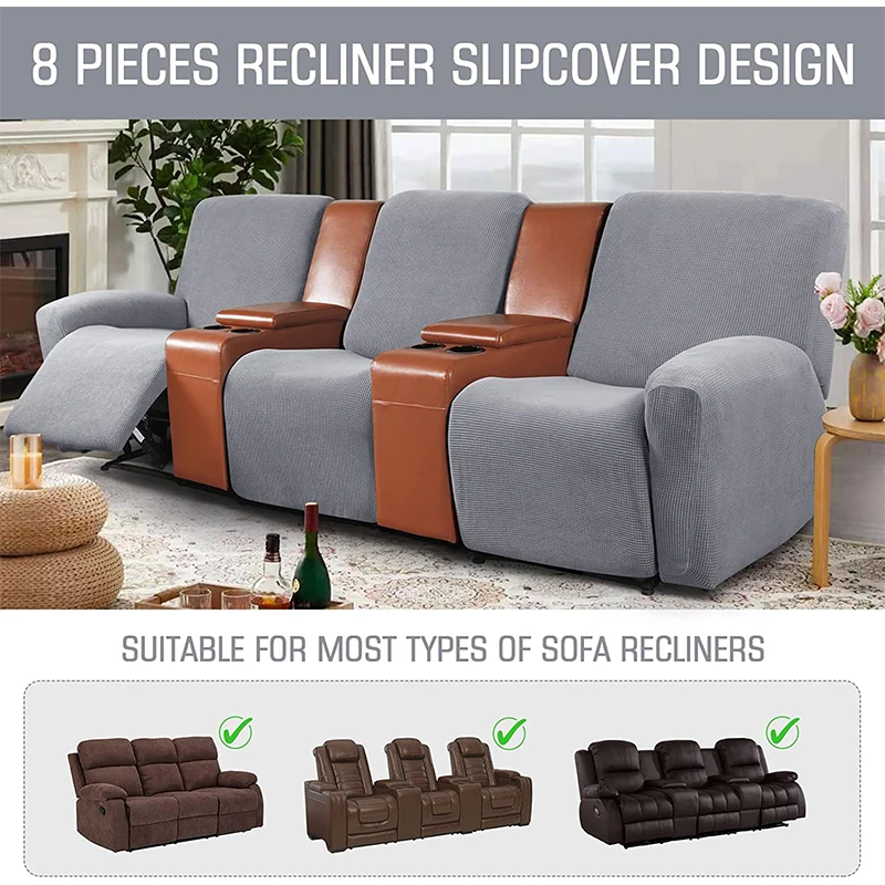 1/2/3 Seater Spandex Recliner Cover Stretch Reclining Sofa Elastic Relax Armchair Couch Slipcover |