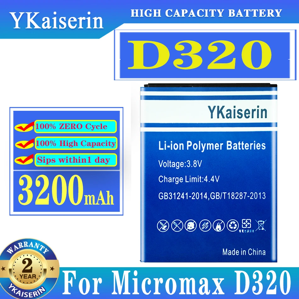

YKaiserin High Quality 3200mAh For Micromax D320 Battery For Phone Batterij