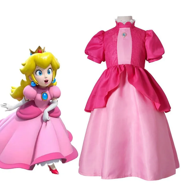 Одежда для косплея с героями мультфильмов Super Mario Bros персиковая принцесса Полин