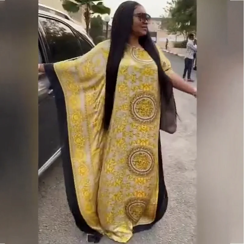 

African Dresses For Women 2020 Popular Satin Silk Summer Women Dress Italian Style Kaftan Silk Dresses Muslim Women Long Dresses