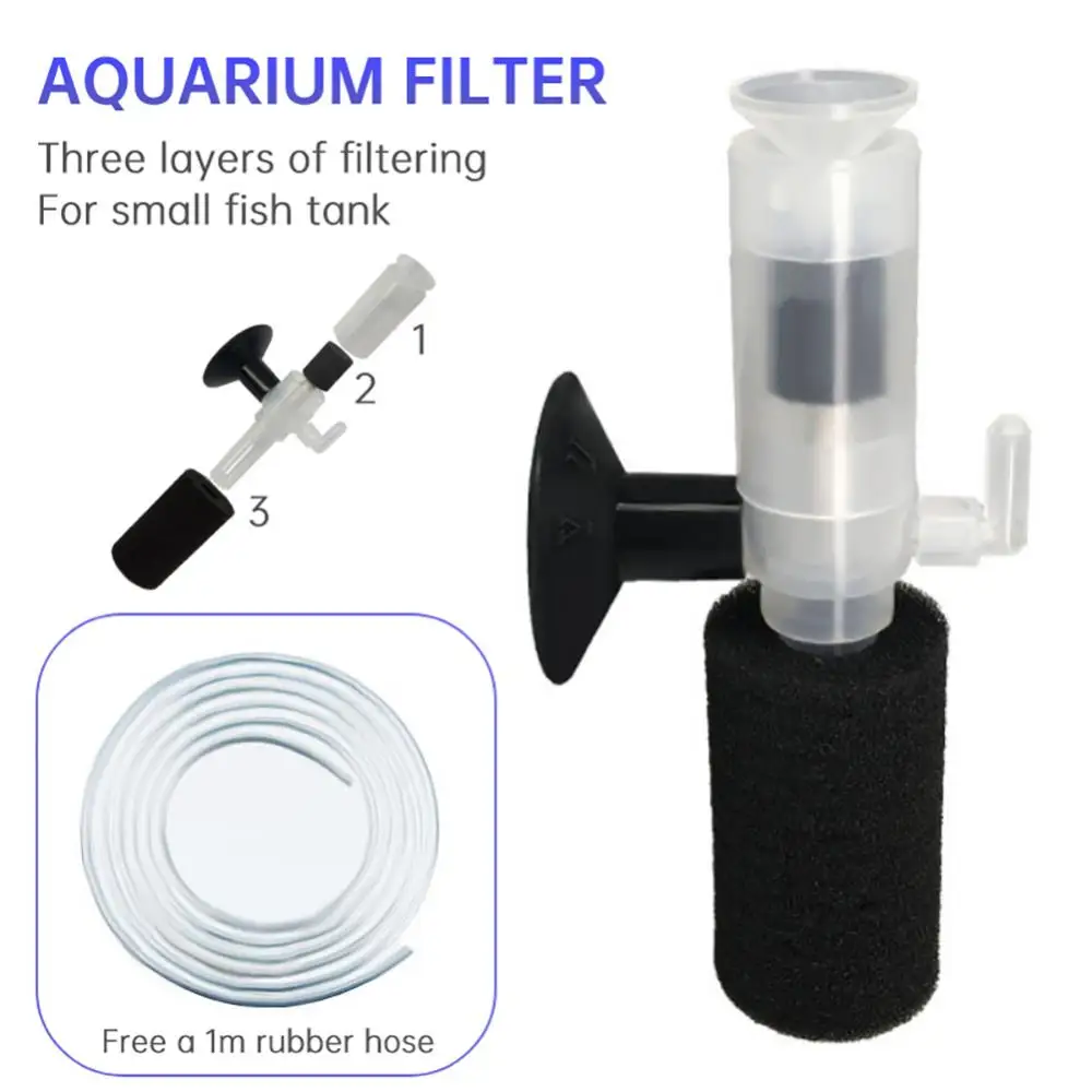 

Aquarium Multilayer Media Durable Filter Fish Tank Mini Filter Biochemical Sponge Internal Purifier for Increase Oxygen Gas Pump