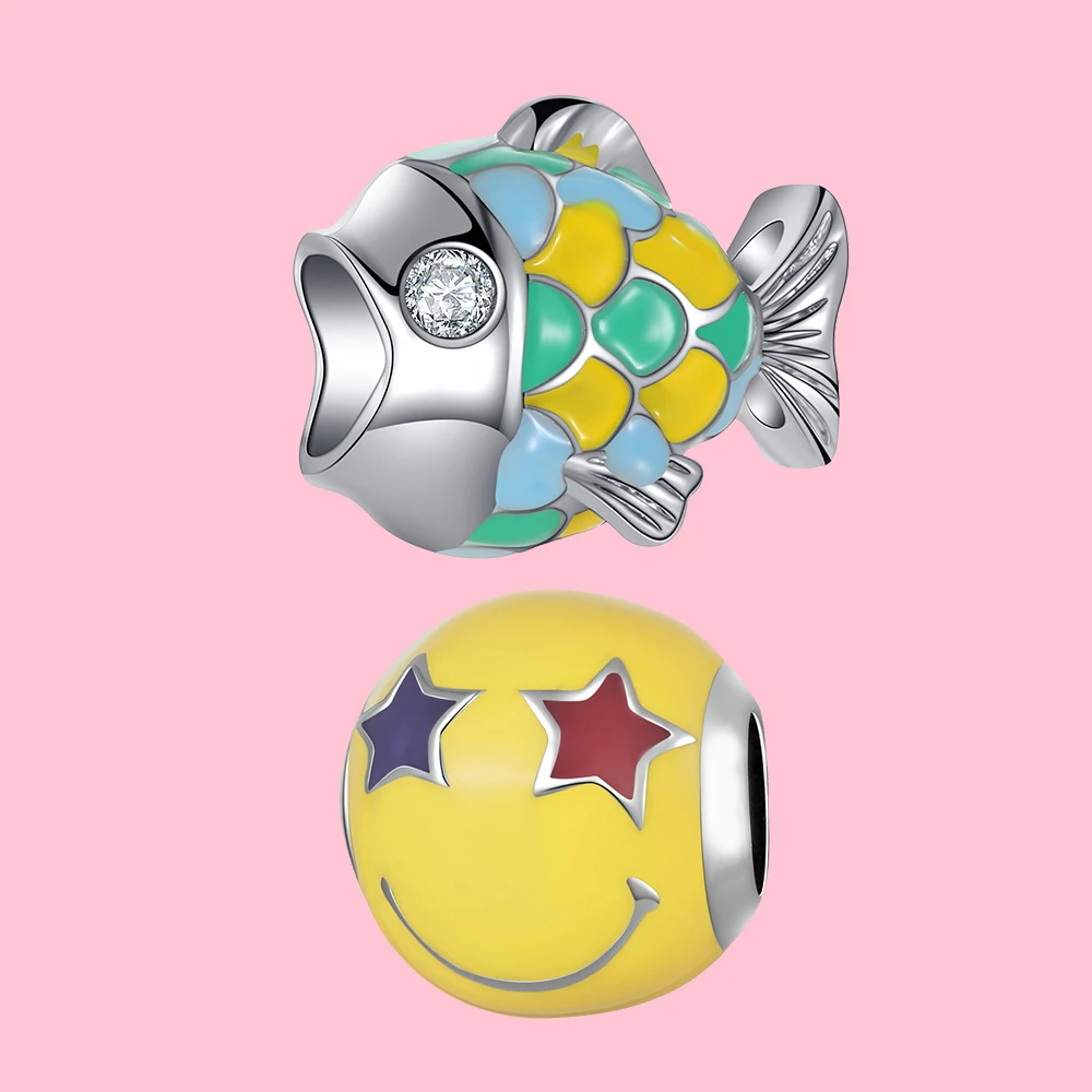 Pendentif en argent regardé 925 pour femme, goutte à goutte d'huile de poisson mignon, pendentif visage souriant, bracelet de personnalité exécutif bricolage, cadeau de fête d'anniversaire