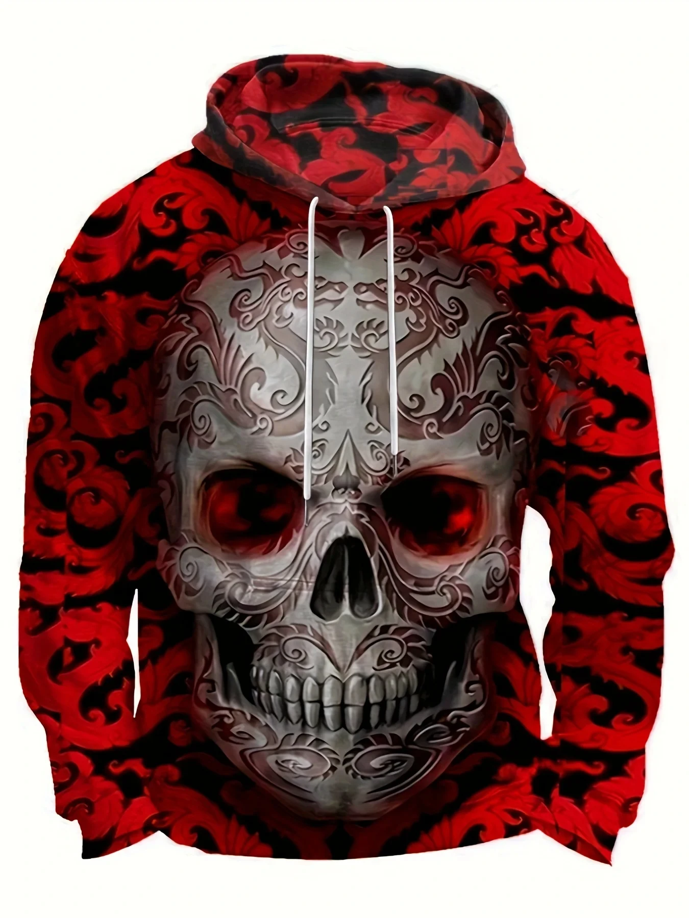 Мужская кофта с капюшоном 3D-принтом в виде черепа воротник удобная