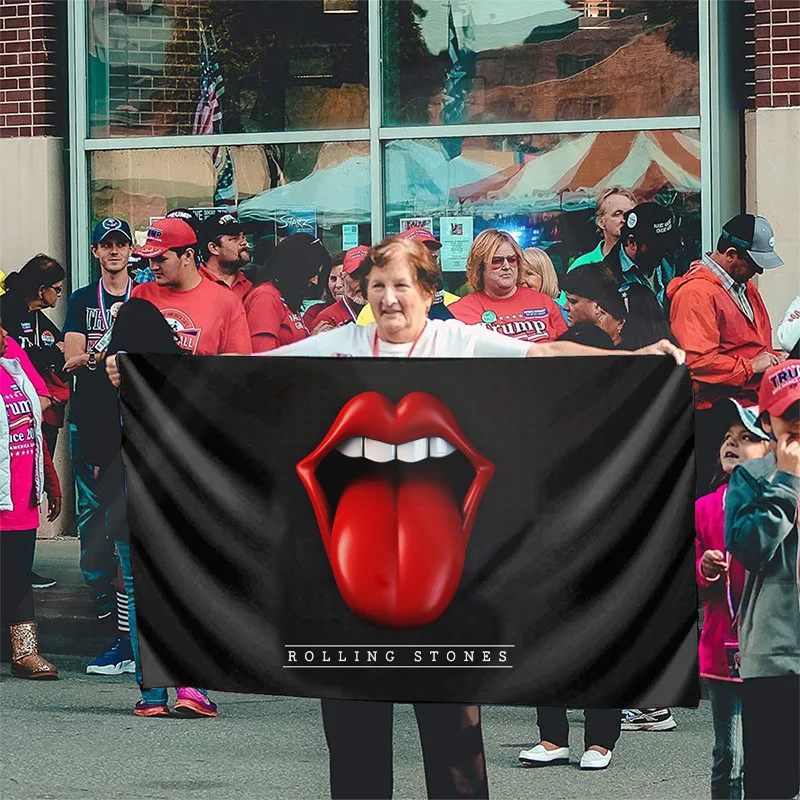 Rolling Stones Band Unique Popular Style New Design Cotton Brand New Natural Flag Banner 3ftx5ft Fall Garden Flags for Bar Decor