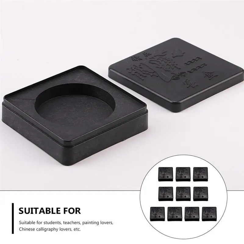

10pcs Square Inkstone with Lid Sumi Painting Inkslab Calligraphy Ink Stone