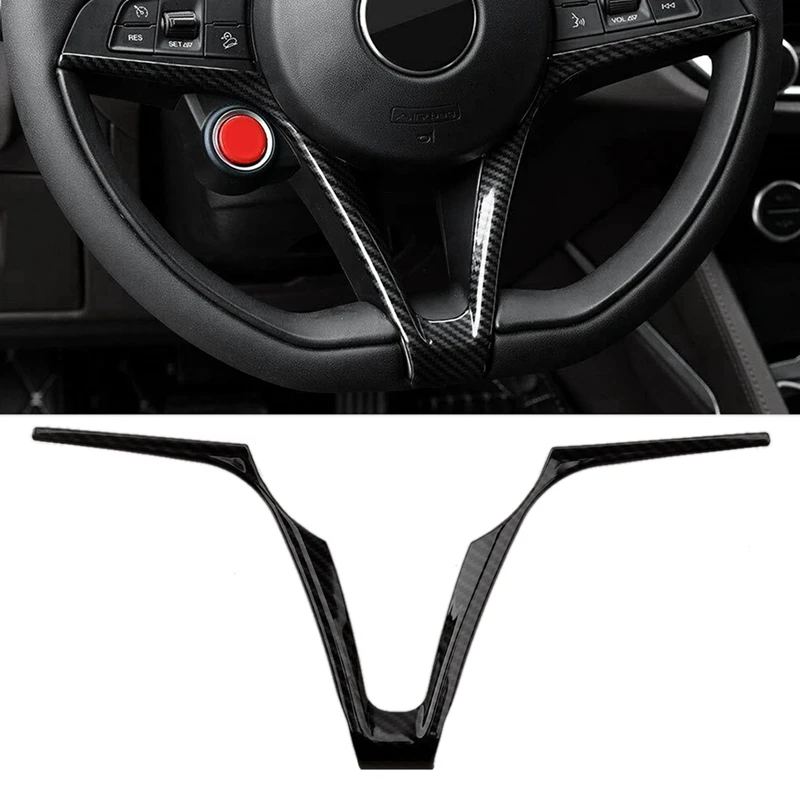 

Carbon Fiber Style Steering Wheel Cover Trim Fit for Alfa Romeo Giulia Stelvio 2017 2018 2019