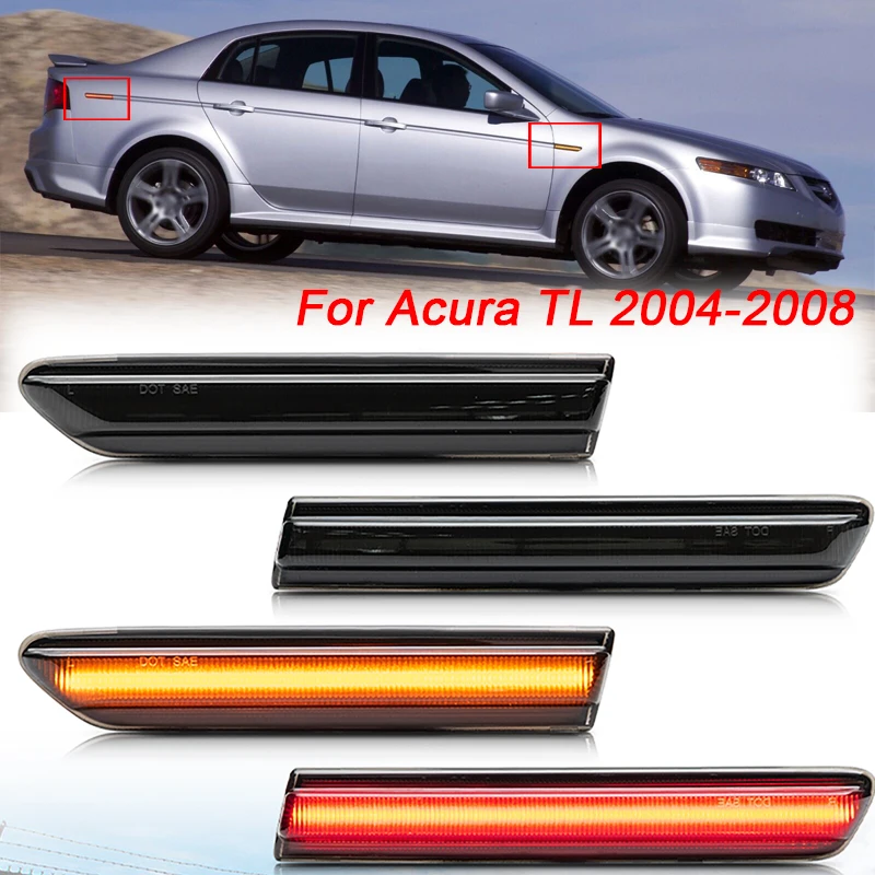 

4pcs LED Side Marker Light Smoked Lens Red Amber Car Fender Marker Light For Acura TL 2004-2008
