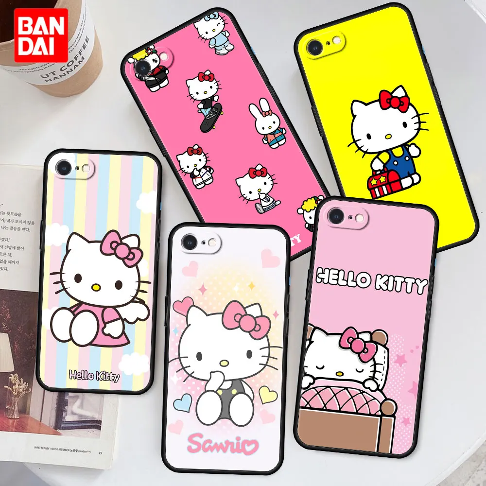 

Hello Kitty Anime Case for iPhone 6 6s 7 8 X XR XS XS Max SE 2020 Plus 6plus 7plus 8plus Cover Funda Capinha Capa Silicone Black