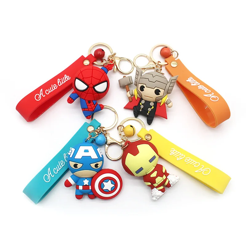 

Disney Marvel Keychain Cartoon Spider-Man Captain America Iron Man Keyring Cute Bag Ornament Car Key Chain