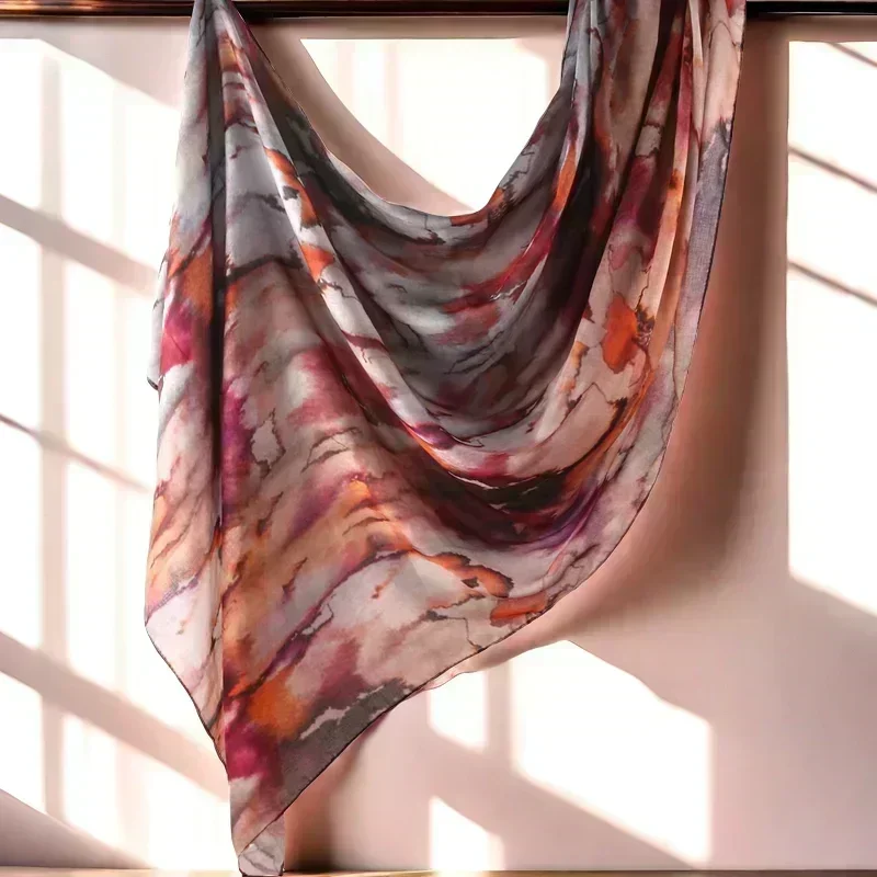Модальный шарф-хиджаб с мраморным принтом хлопковая вискоза мягкая непрозрачная