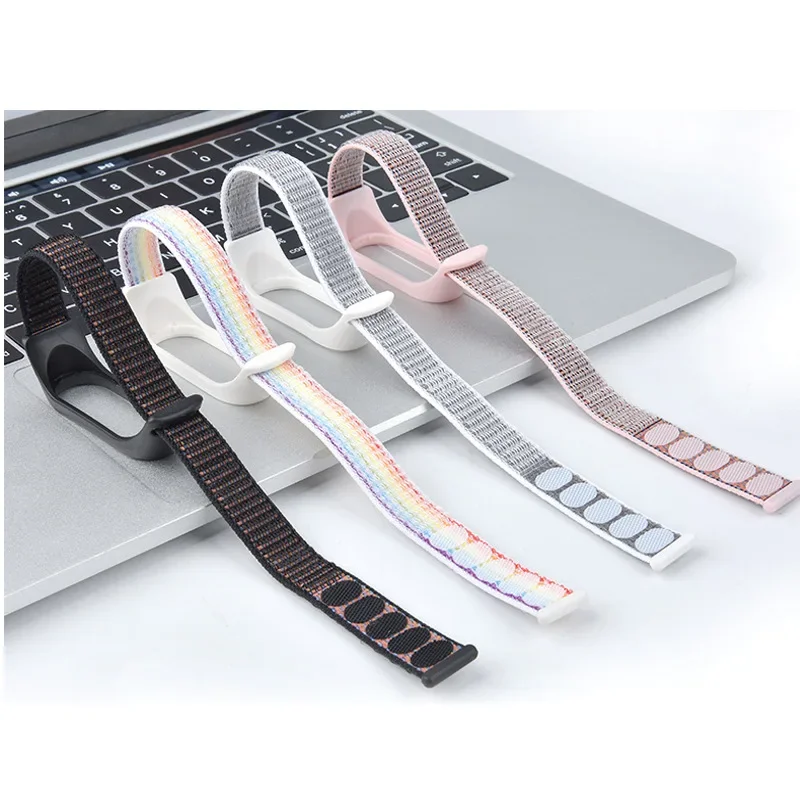 Canva Fashionable Casual Replacement Strap For Xiaomi Bracelet 3/4/5/6/7 Classic Nylon Loop Motorcycle Electronic Accessories
