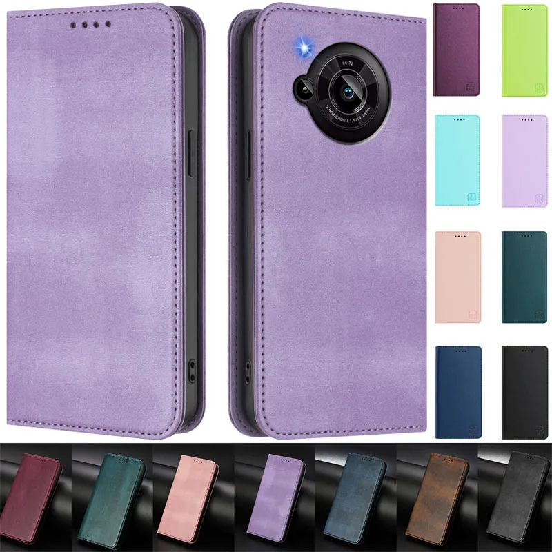 Фото Магнитный чехол-книжка из кожи для Sharp Aquos R7 R6 R3 R2, с подставкой, для Sharp Aquos R7, задняя крышка №1