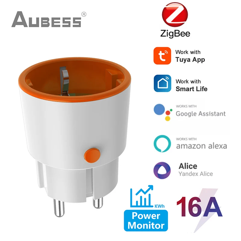 

Tuya Smart Zigbee 3.0 Power Plug 16A EU Outlet 3680W Meter Remote Control Work With Zigbee2mqttt And Home Assistant Tuya Hub