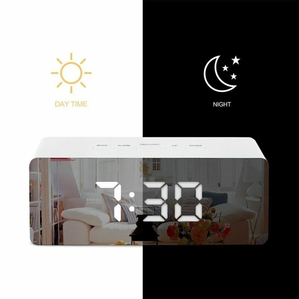 

2023 Led mirror alarm clock digital wake-up table clock wake-up photoelectron