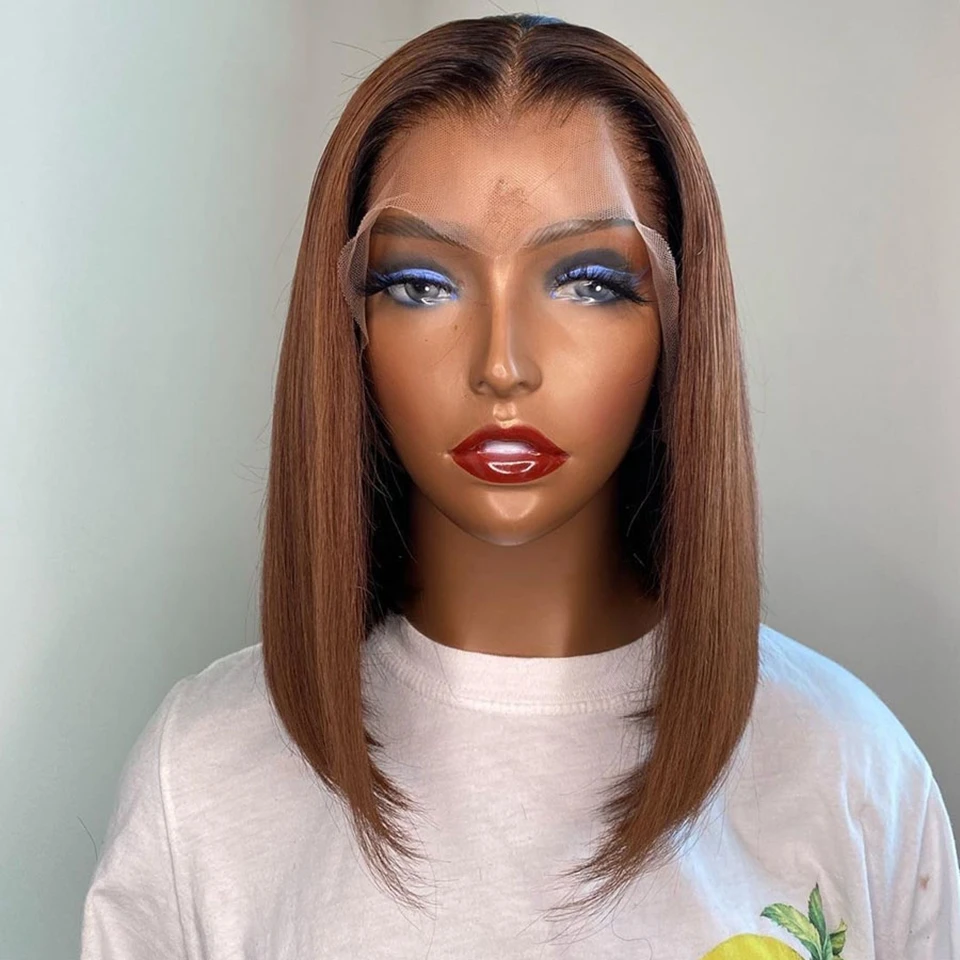 Straight Lace Front Human Hair Wigs for Women 1B/30 Omber Highlight Bob Wigs Bob 4x4x1 Lace Wig Colored Glueless Human Hair Wigs