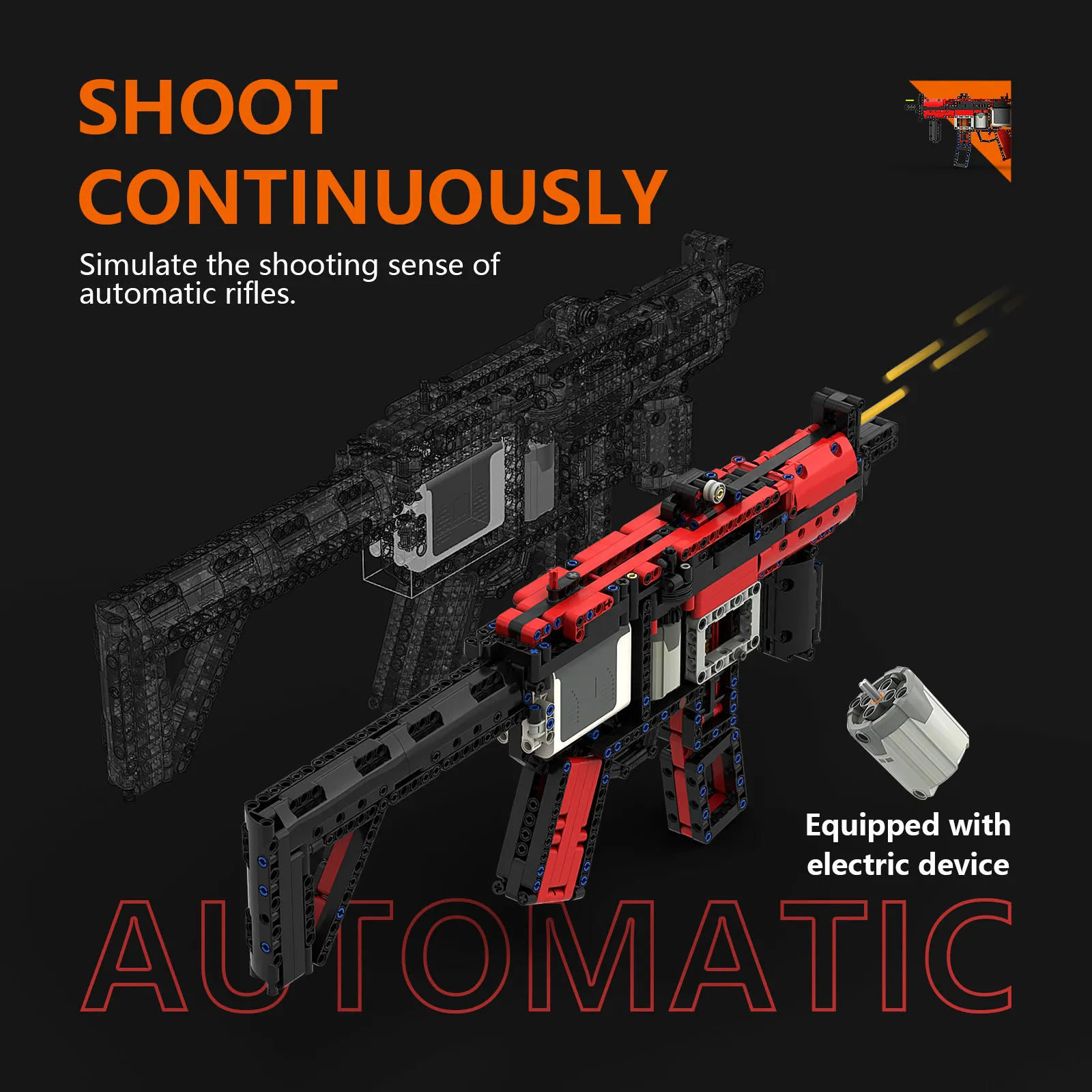 MOC-29369-MP5 Submachine Gun Ver High-Tech моторизованная Submachinegun модель MOC строительные блоки