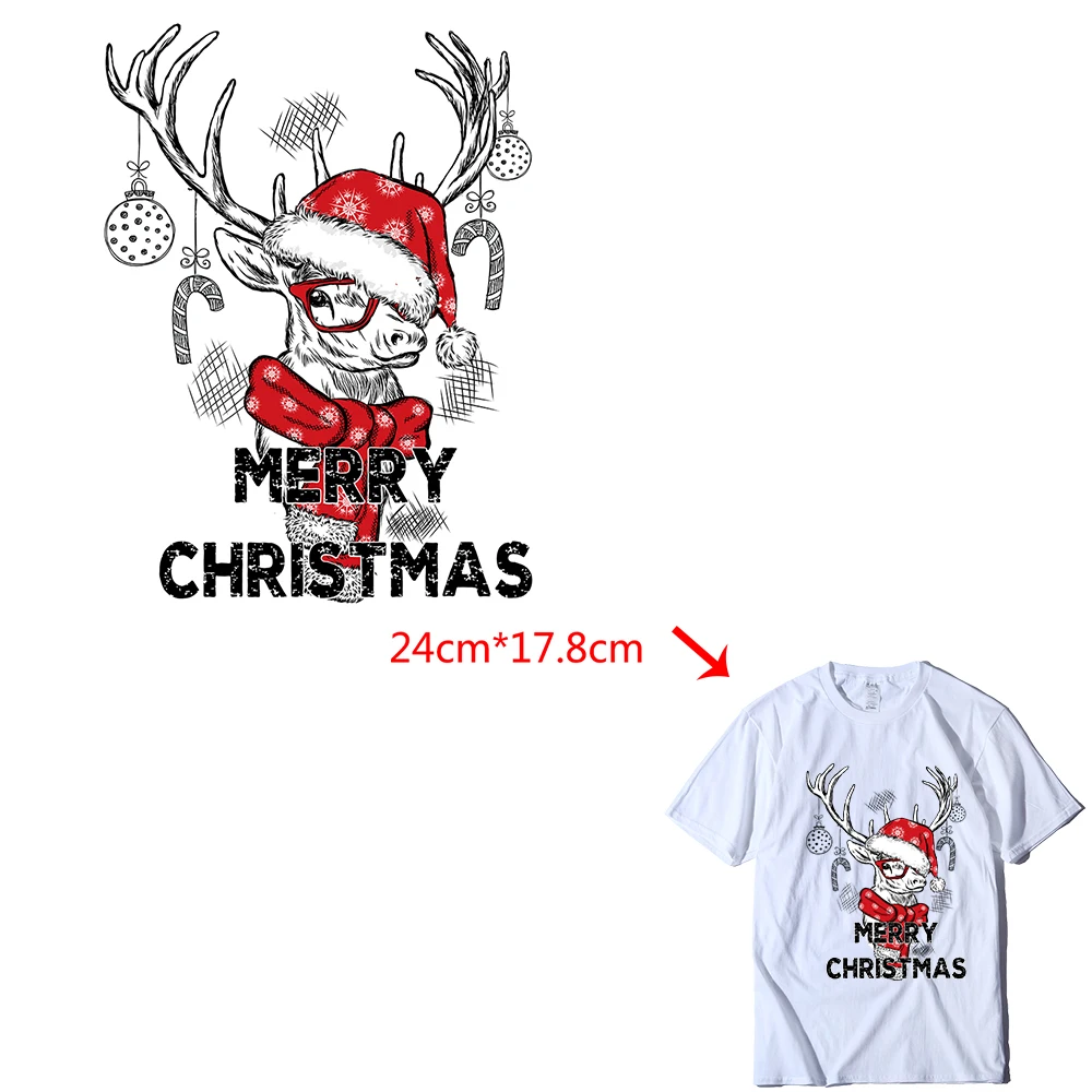 

Счастливого Рождества, наклейка для ткани, наклейки для теплопередачи, наклейки для одежды, термонаклейки