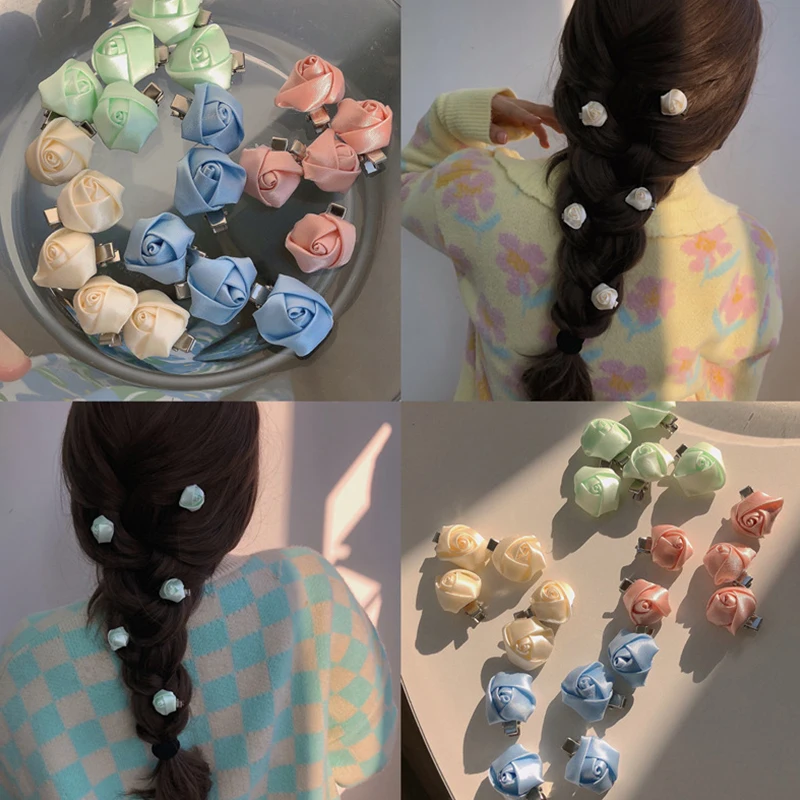 

5PCS/Set Girls Cute Solid Rose Flower Small Hairpins Child Lovely Hair Decorate Hairpins Barrettes Kids Fashion Hair Accessories