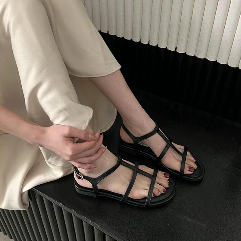 Новинка 2023 женские сандалии-гладиаторы дизайнерская обувь на низком каблуке