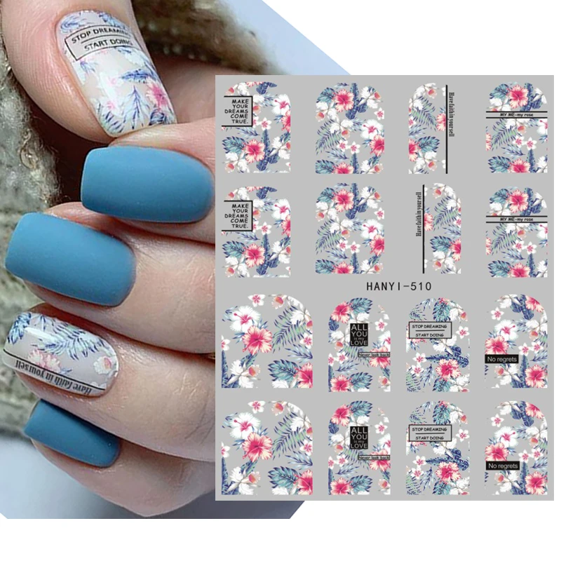 

Nail Decals Retro Tropical Palms Leafs Flowers Full Tips Back Glue Nail Stickers For Nail Tips Beauty