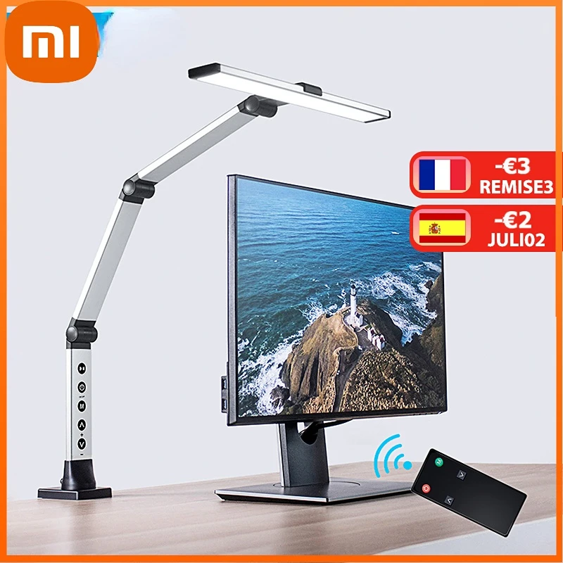 

Xiaomi 12W Long Arm Led Touch Table Lamp Clip Multi-axis Stepless dimming Office Bedroom Remote Control Eye-protected Desk Lamp