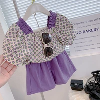 girl korean style floral puff sleeve top and shorts set toddler girl clothes kids clothes girls kids boutique clothing wholesale
