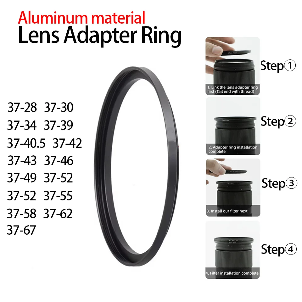Кольцо-адаптер для фильтра объектива камеры 37 мм 28 30 34 39 40 5 42 43 46 49 52 55 58 62 67