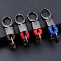 lobster clasp buckle keychain handmade leather braided rope keyring zinc alloy key chain ring holder for car key rings keychains