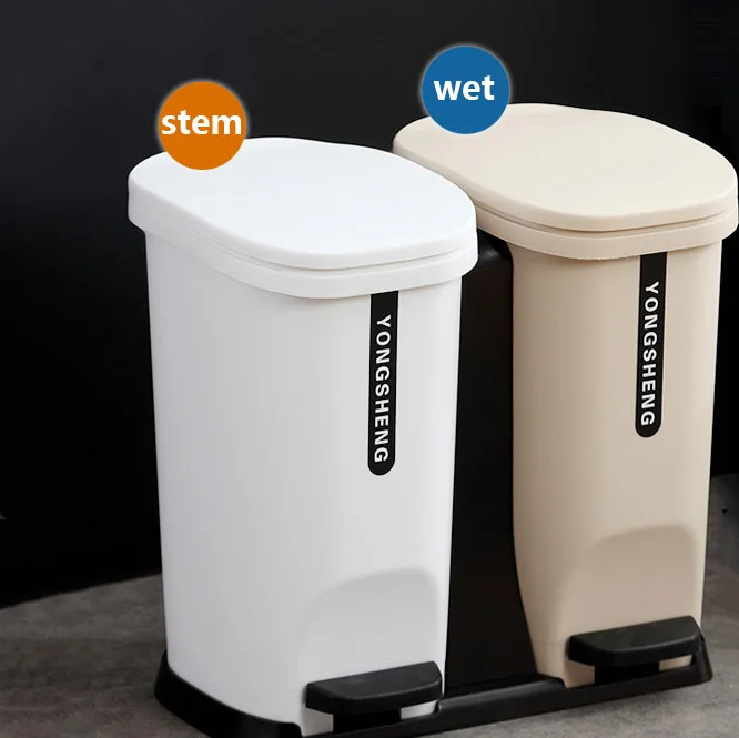 

Plastic White Trash Can Deodorant Modern Recycle Selective Toilet Trash Can Storage Outdoor Zero Waste Vuilnisbak Trash Toilet