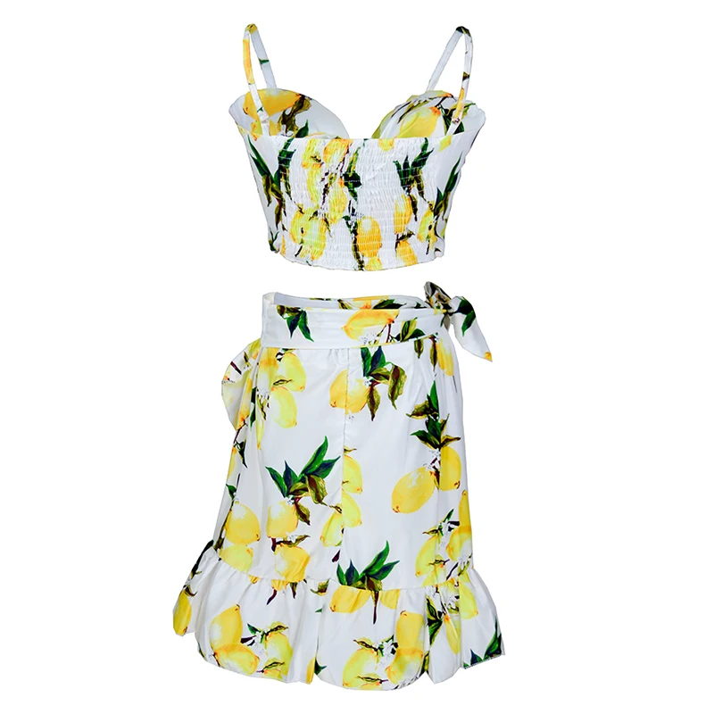 Сексуальный женский комплект из 2 предметов с высокой талией и цветочным принтом