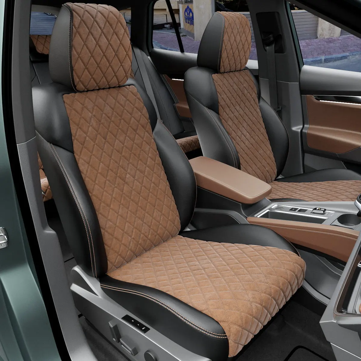 Чехлы на сиденья Volkswagen Crafter 2006-2019 Черный Шоколадный