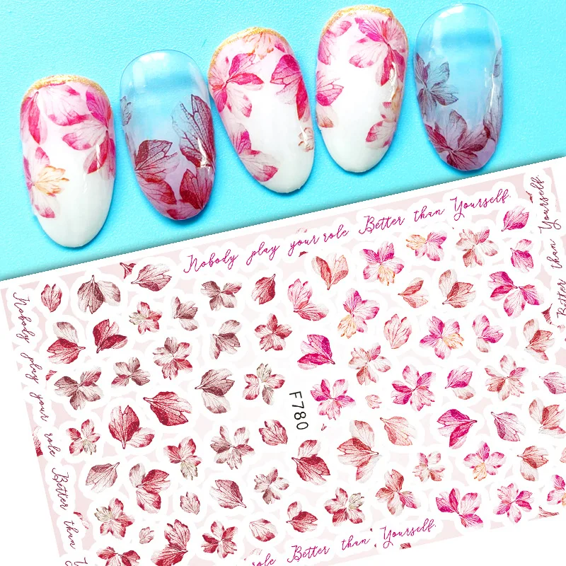Tie-Dye Series Flower Nail Stickers Nail Supplies Five-color Maple Flower Nail Decals Nail Art Decoration Nails Art Accessories
