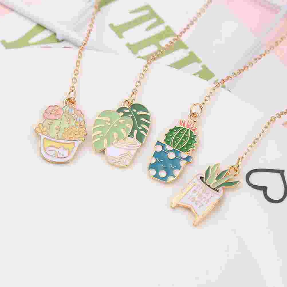 

4 Pcs Family Gifts Ideas Bookmarks for Men Lovers Creative Pot Plants Readers Potted