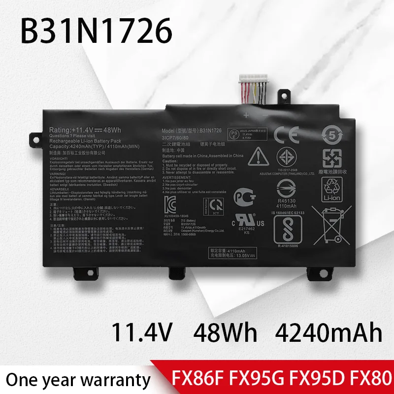 

11.4V 48WH B31N1726 Laptop Battery For Asus FX504GD FX504GM FX80 FX80GD FX80GM FX86 FX86FM FX86FE FX504GE FX505 TUF565GD TUF554G