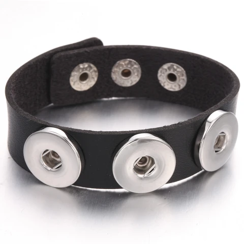 Ювелирные браслеты с кнопками 18 мм браслет с кнопками оптовая продажа 3 кнопки браслет с защелкой кожаный браслет женские защелки ювелирные изделия