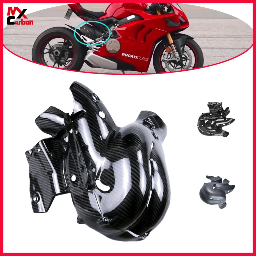

Motorcycle Exhaust Cover Heat Shield Cover Full Carbon Fiber For Ducati Panigale Streetfighter V4 V4S V4R 2018+ (Only EURO 4)