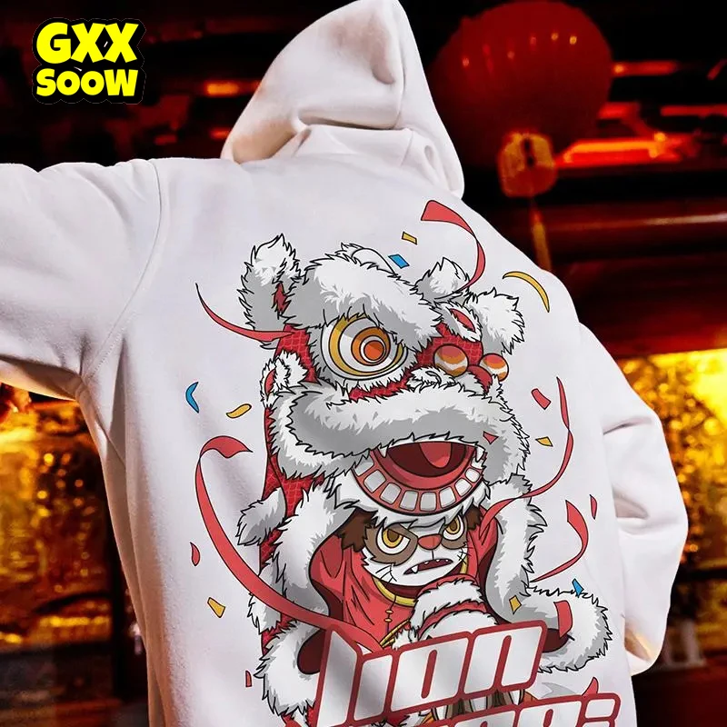 

Hip Hop Streetwear Hoodie Sweatshirt Men Chinese Style Print Hooded Pullover Harajuku Hoodies Men Clothing