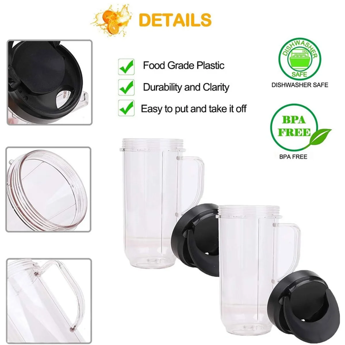 Высокая чашка 22 унции с откидной крышкой Top To-Go запасная часть для Magic Bullet 250 Вт MB1001