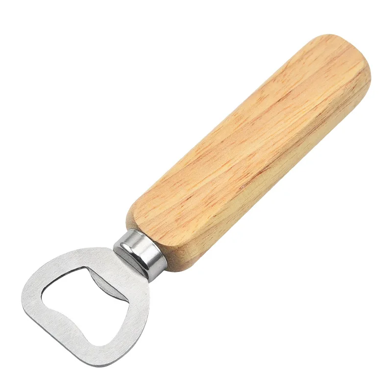 

Portable Stainless Steel Bottle Opener Wooden Handle Bottle Opener Soda Beverage Opener Wine Beer Bartender Kitchen Bar Tools