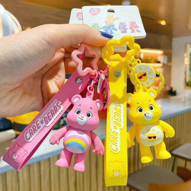 Фото Miniso miłość niedźwiedź brelok torba dla par wisiorek Ins Cartoon PVC prosty śliczny plecak dla dzieci wisiorek lalka akcesoria samochodowe №4