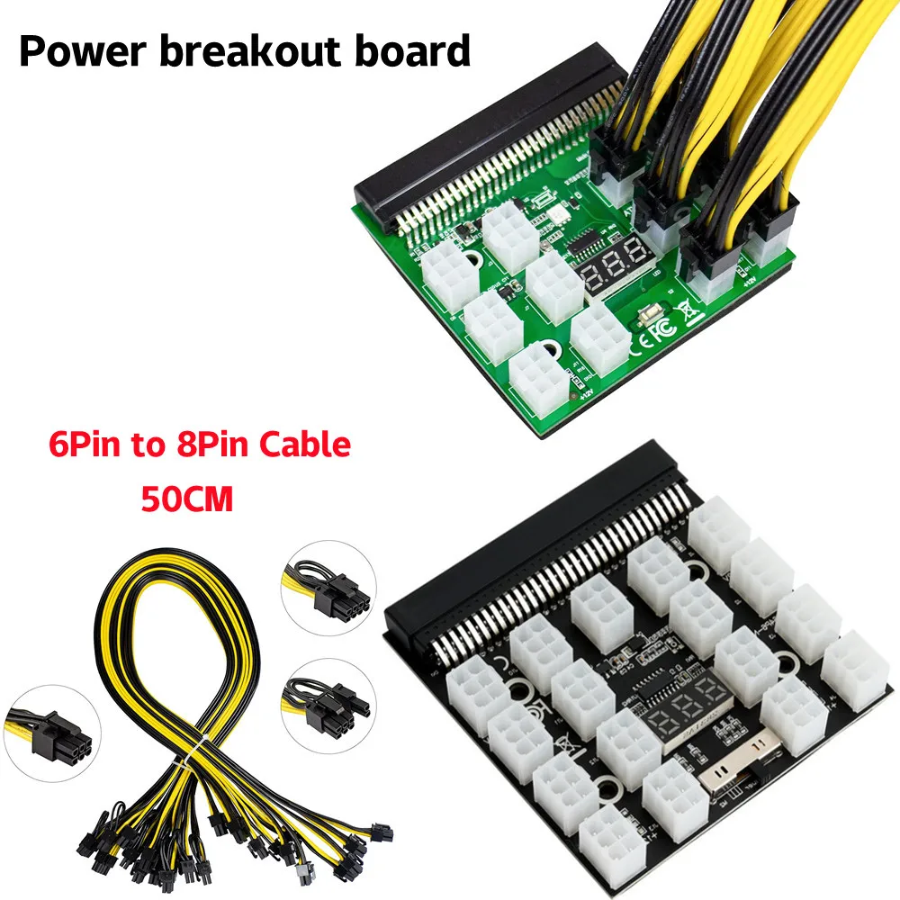 

Power Supply Breakout Board for HP 750W/1200W GPU PSU Power Module Server Card Conversion 6Pin to 8Pin 50cm Cable for BTC Mining