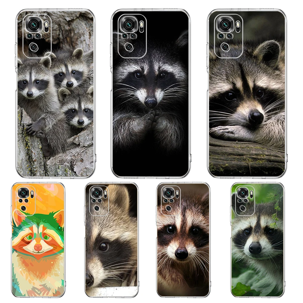 

Cute Animal Raccoon Transparent Phone Case for Redmi 10c Note 11 11T 8A 9A 9C 8 9 10 K40 Plus 12 Pro 4G Soft Cover Shell Capas