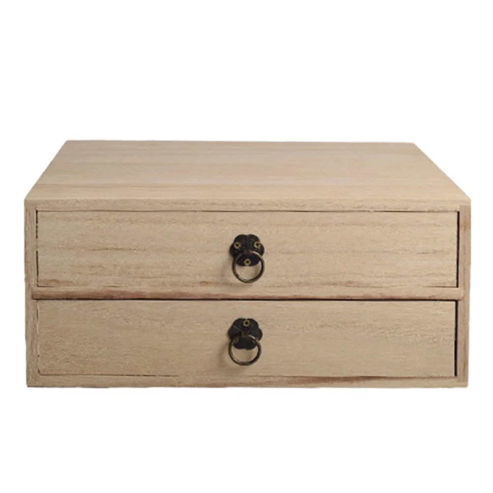 

1pc Office Desktop Cabinet Wooden Desktop Jewelry Cabinet Wooden Storage Box with Drawers Desktop Drawer Organiser