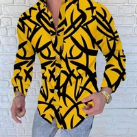 2022 new mens luxury shirts autumn mens yellow stripe color printing shirt big size shirt for men clothing long sleeve tops
