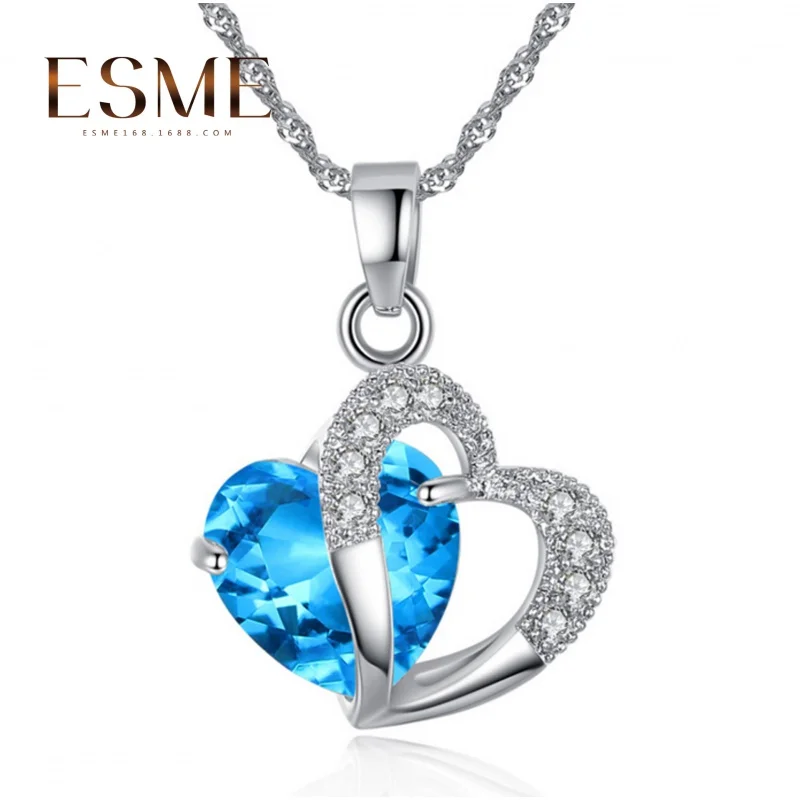 

Оптовая продажа ожерелья Аметист красочный Циркон Сердце ожерелье сердце кристалл кулон европейский и американский