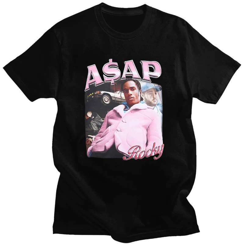 

Hot Sale ASAP Rocky Portrait Graphic Aesthetics T-shirts Hip Hop Cotton Short Sleeve Loose Couple T-Shirt Casual Harajuku Tshirt