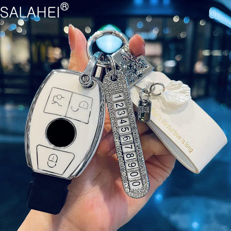 

Soft TPU Car Remote Key Case Cover For Mercedes Benz A B G R Class GLA GLK W176 W204 W251 W463 Car Styling Accessories Keychain