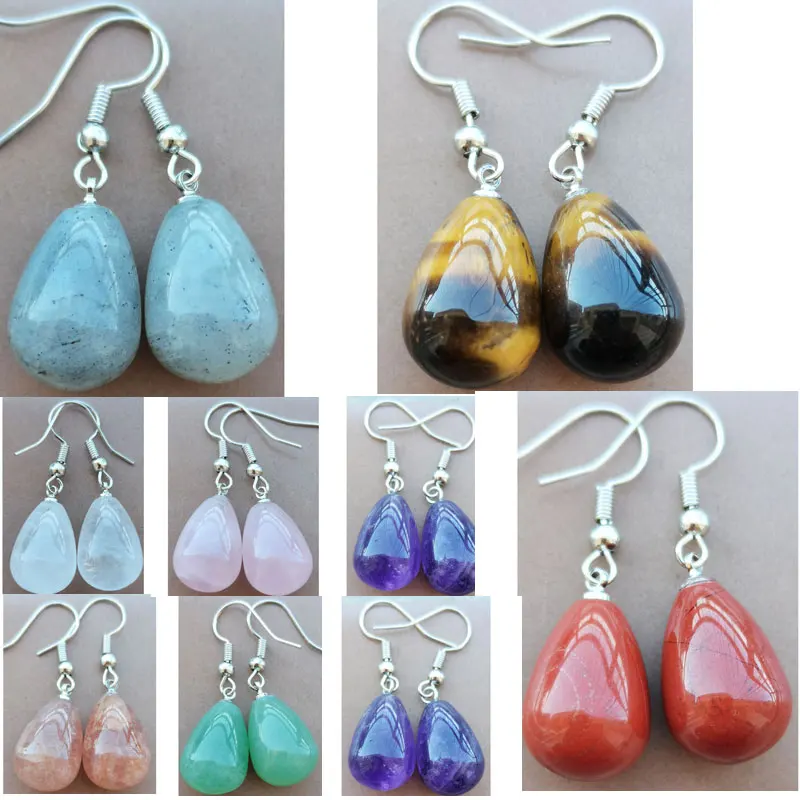 Серьги-капельки WFH1031 из Лабрадорита, тигровый глаз, авантюрин, кристалл яшмы, 1 пара