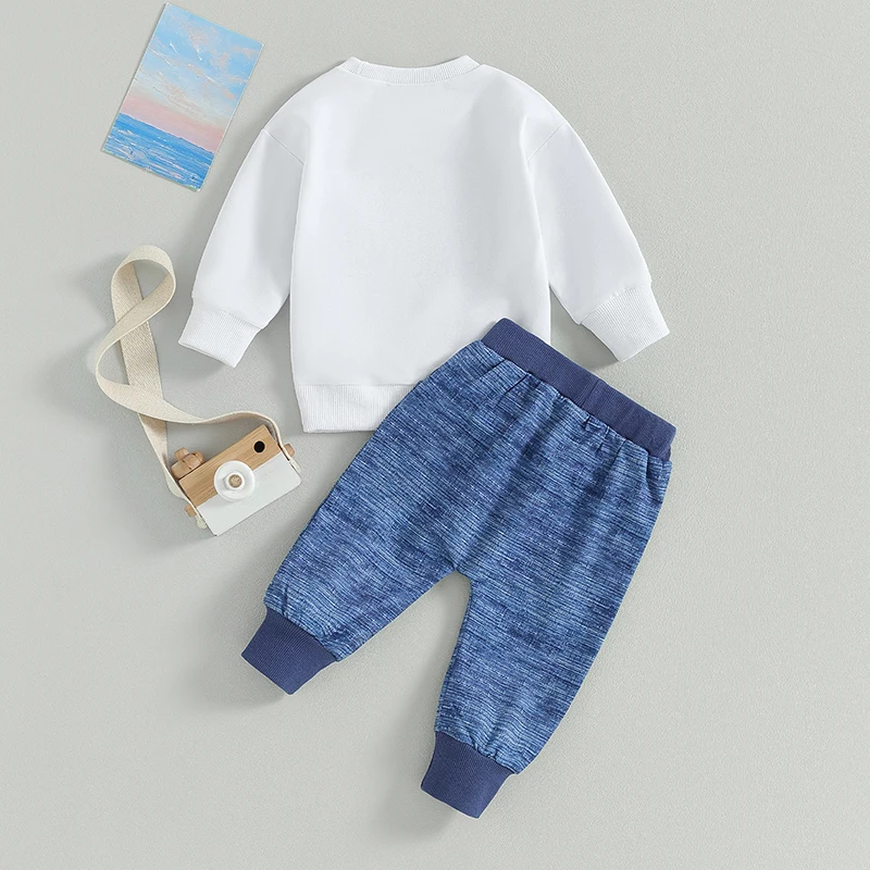 

Toddler Baby Girl 2Pcs Cute Fall Clothes Letter Embroidery Long Sleeve Tops Elastic Waist Pants Casual Outfit Set
